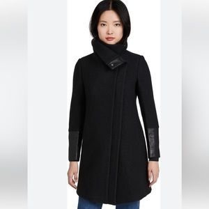 Club Monaco Halli Wool and Leather Coat Size M